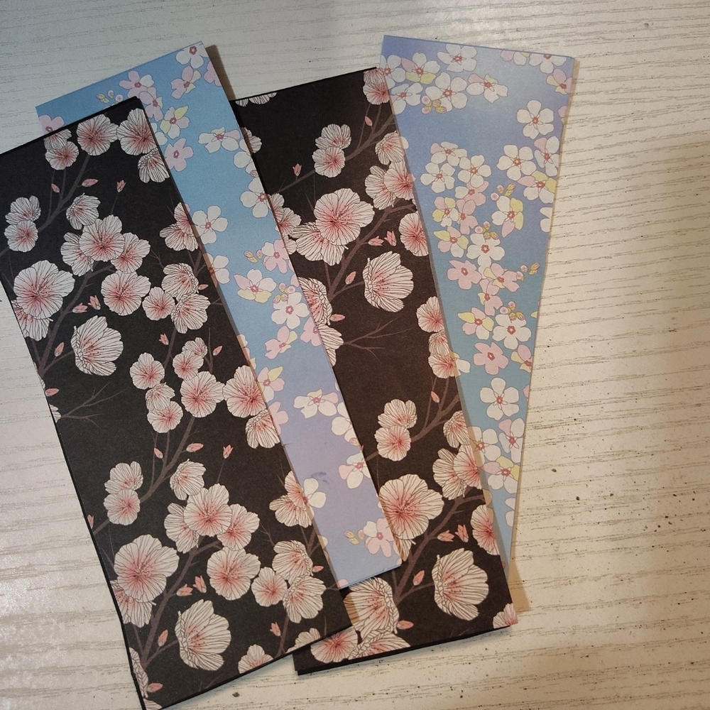 Glam Floral Bookmarks in Black and Blue